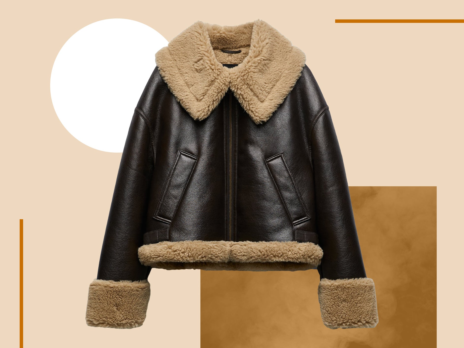 Shearling moto store jacket zara